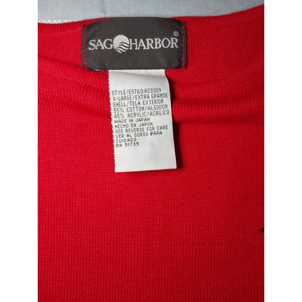 Sag Harbor Women's XL Red Beaded 3/4 Sleeve Cotton Blend Sweater - Picture 4 of 9
